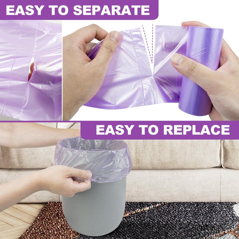 Ginkgo Small Trash Bags, 105 Count 4 Gallon Trash Bag Small Garbage Bags Unscented Bathroom Mini Trash Bags, Wastebasket Bin Liners, Small Plastic Bags for Home Office Kitchen, Purple - Image 3